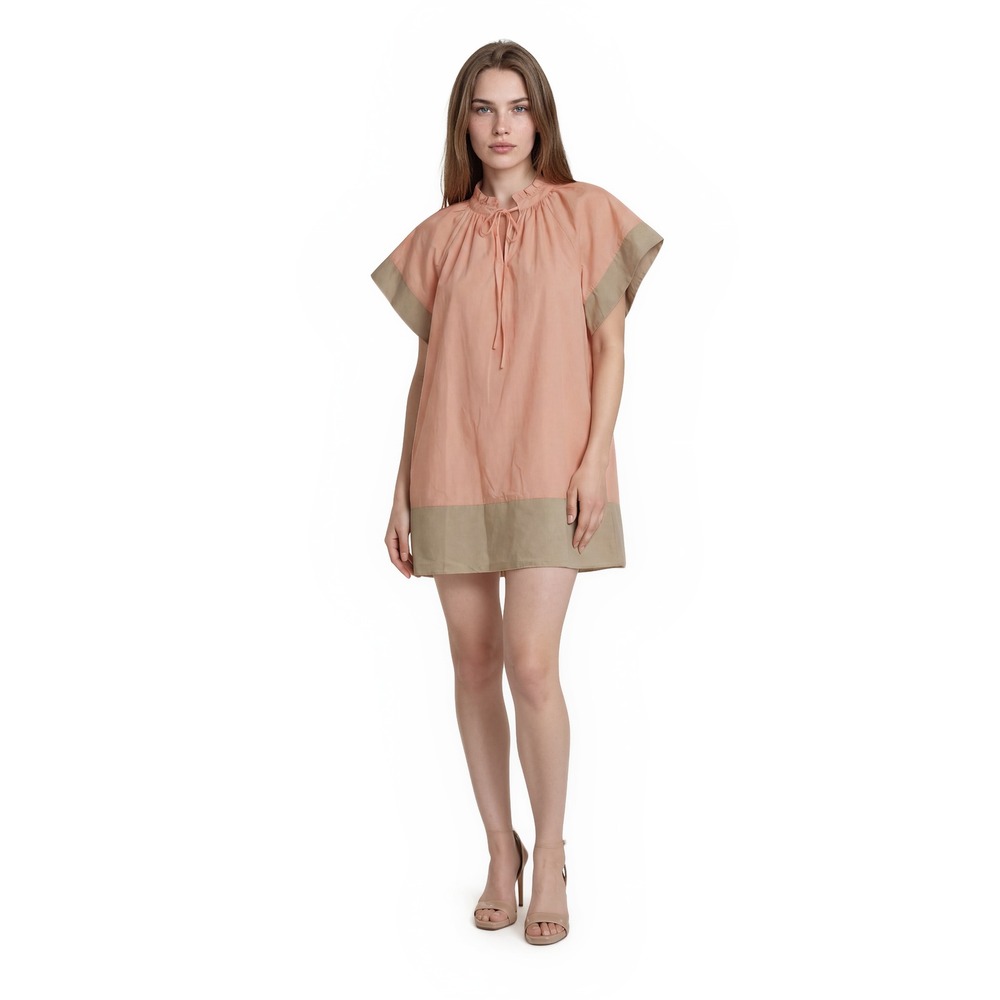 Pearl by Lela Rose Shift Dress Womens‎ Size XS Peach Tan Colorblock 100% Cotton